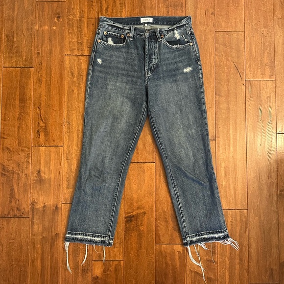 pistola Denim - Pistola High Rise Straight Leg Cropped Raw Hem Jeans Sz 28